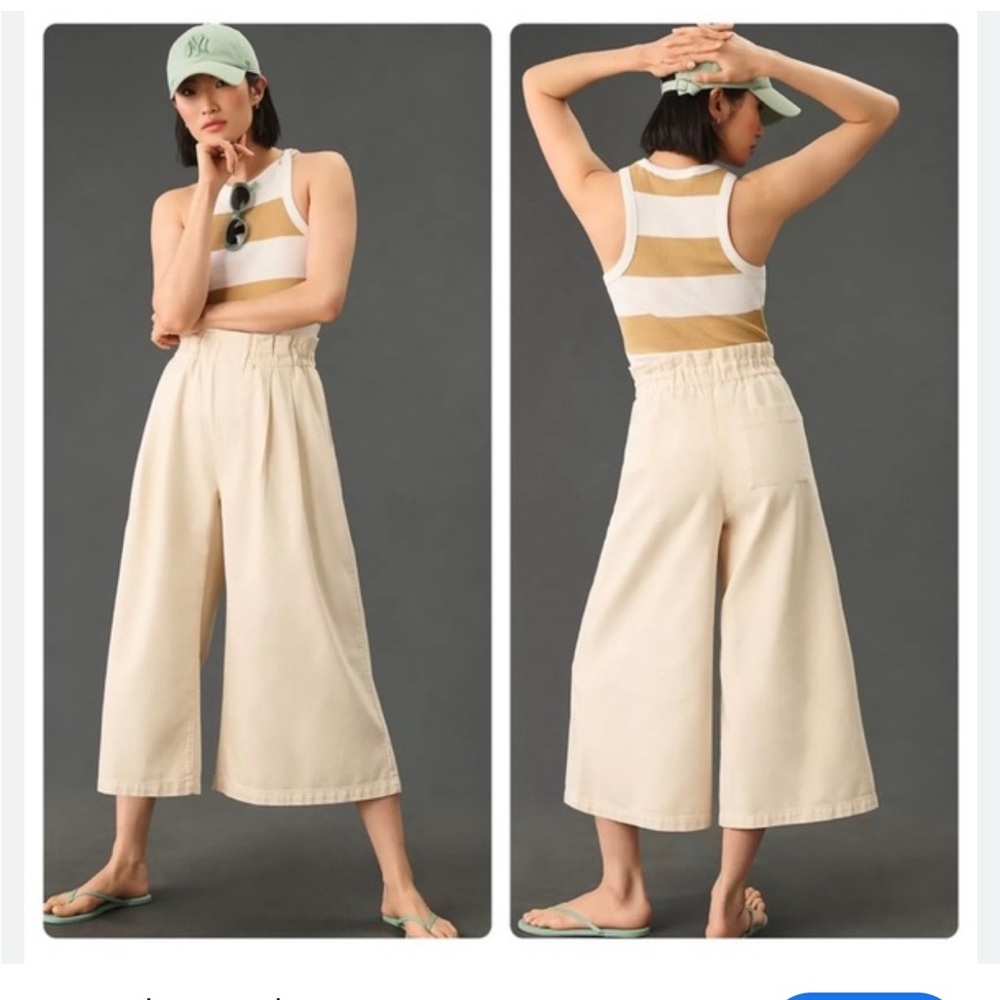 Pilcro PaperBag High Waist Crop Wide Leg Pants Small